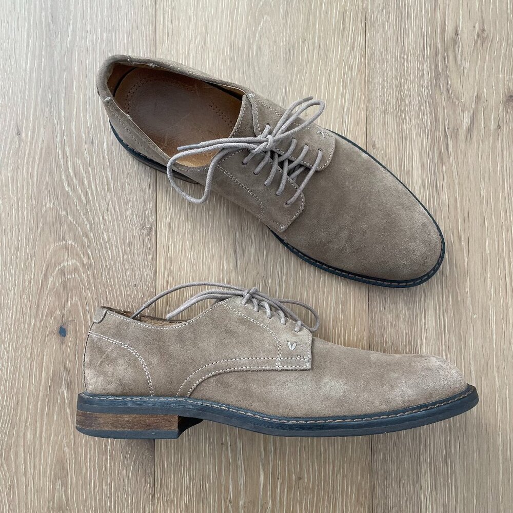 Vionic Shoes Men 10 Bowery Graham Oxford Suede Tan Brown Comfort VSM021 Taupe